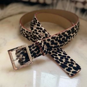 Vintage 90s Dalmatian Snow Leopard Print Haircalf Leather Grommet Belt